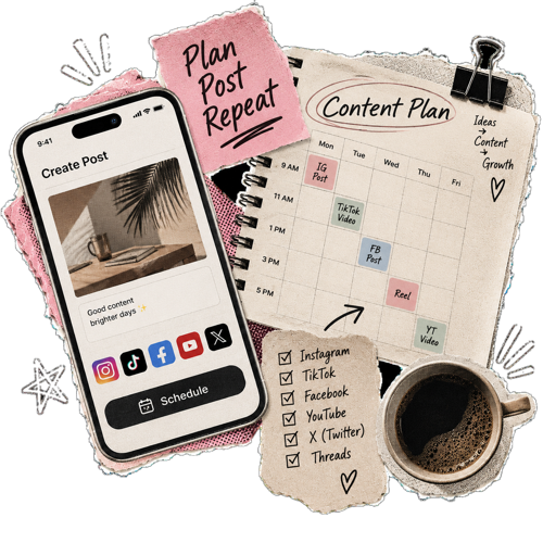 The Wiro social planner, with captions and scheduled posts laid out by date